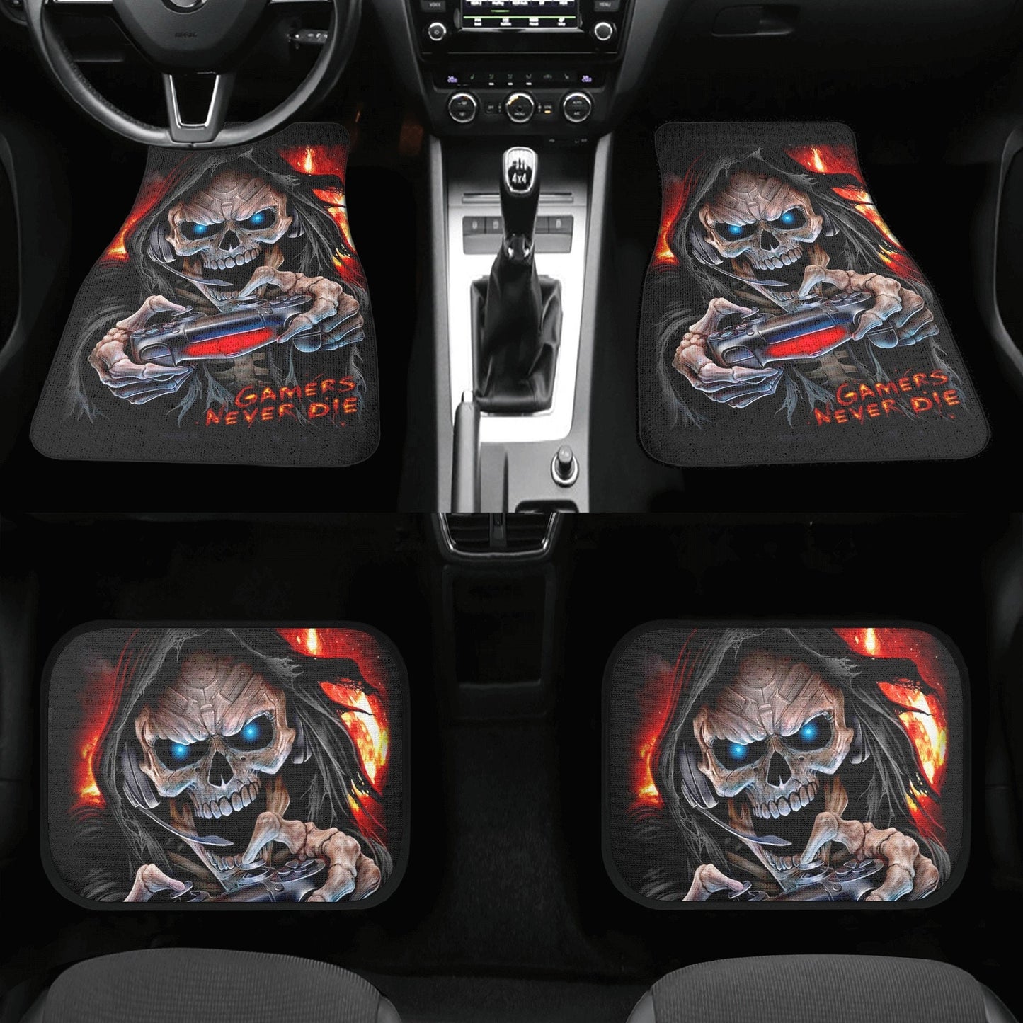 Grim reaper skull Car Seat Cover mat, Game never die skull seat cover mat skeleton car seat cover, skull seat protector cover mat for car