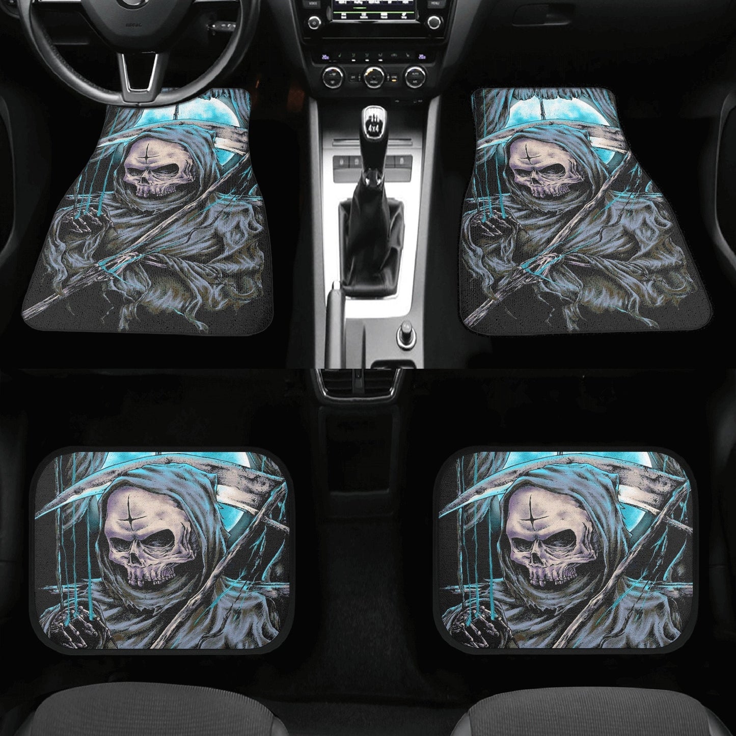 Gothic skull Car Seat Cover mat Grim reaper skull seat cover mat for car Halloween skull skeleton seat protector cover mat protector for car