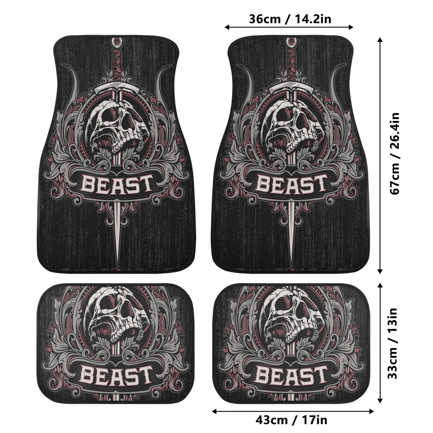 Beast Skull Car Seat Cover skull car mat, reaper skull seat cover mat for car, Halloween Beast seat protector cover mat protector for car