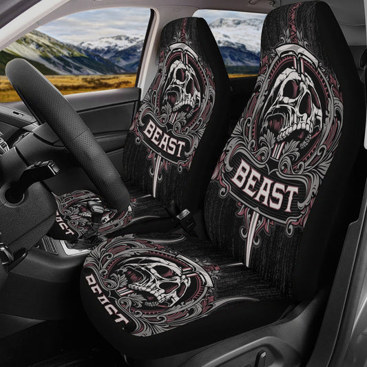 Beast Skull Car Seat Cover skull car mat, reaper skull seat cover mat for car, Halloween Beast seat protector cover mat protector for car