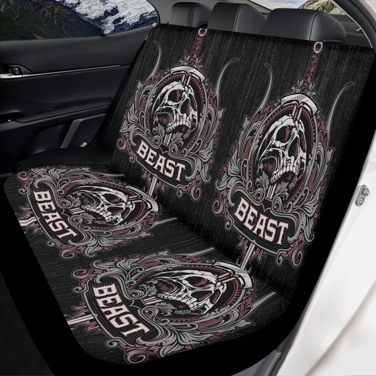 Beast Skull Car Seat Cover skull car mat, reaper skull seat cover mat for car, Halloween Beast seat protector cover mat protector for car
