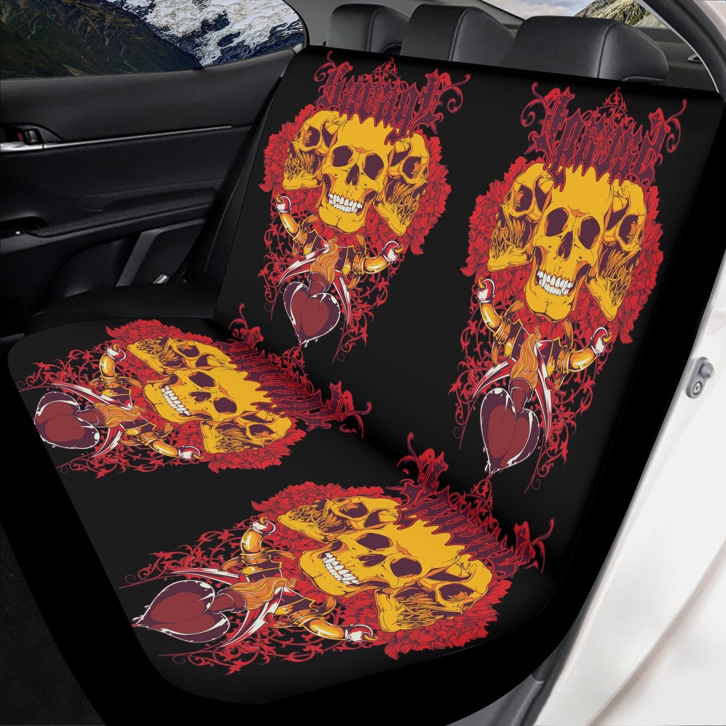 Halloween Car Seat Cover skull car mat, Skeleton skull seat cover mat for car, Gothic skull seat cover mat for car, ghost car seat cover