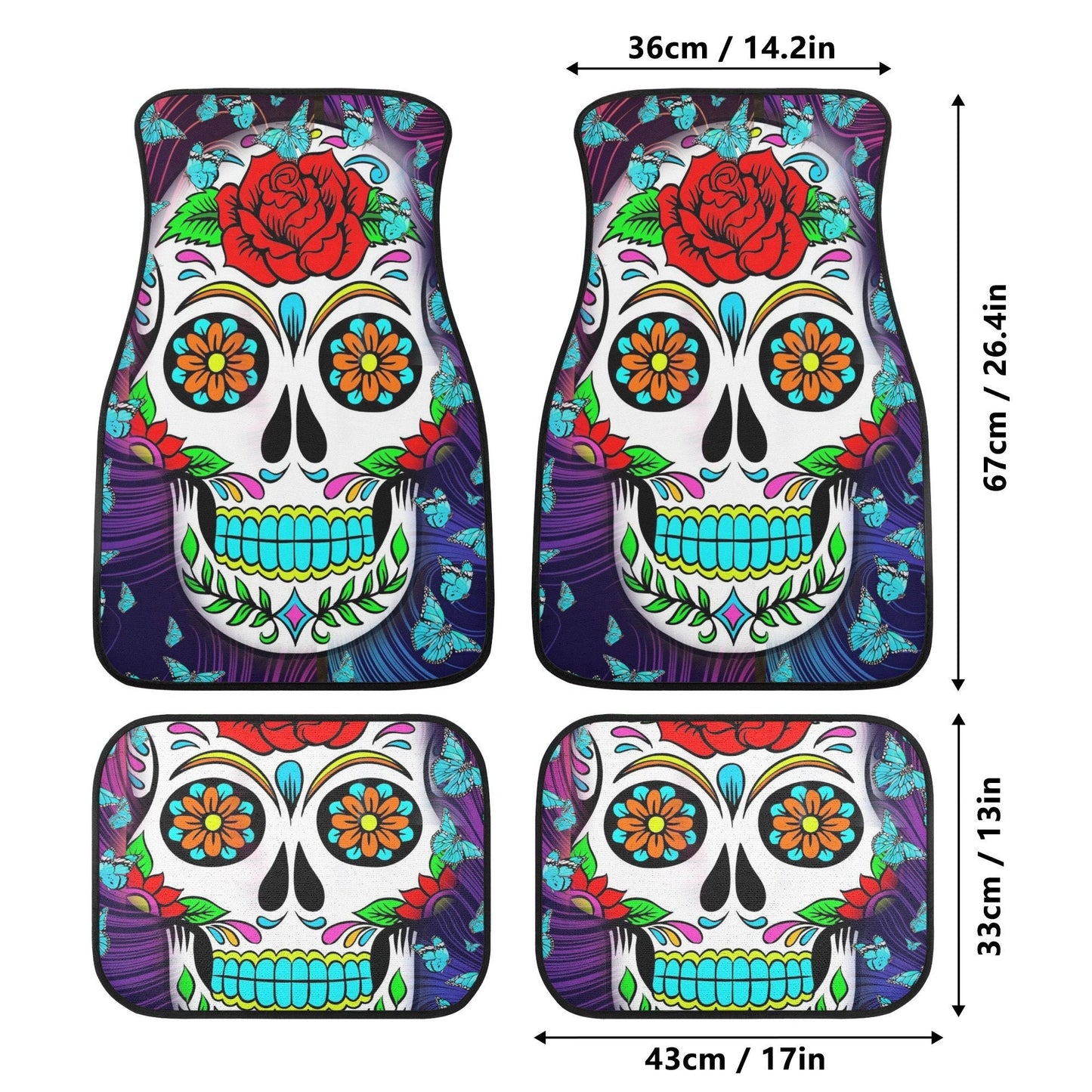 Flower Candy skull seat cover for car, floral sugar skull Seat Covers mat for car, skull seat cover rug mat for car, skull car seat covers