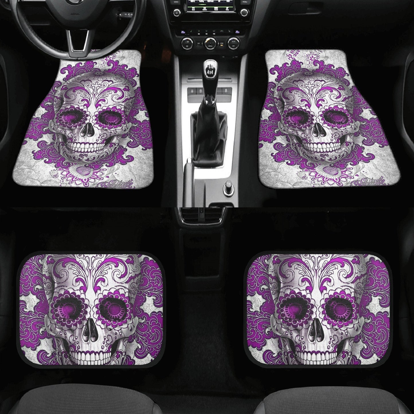 Candy skull seat cover for car, Day of the dead skull Seat Covers mat for car, skull seat cover rug mat for car, candy skull car seat covers