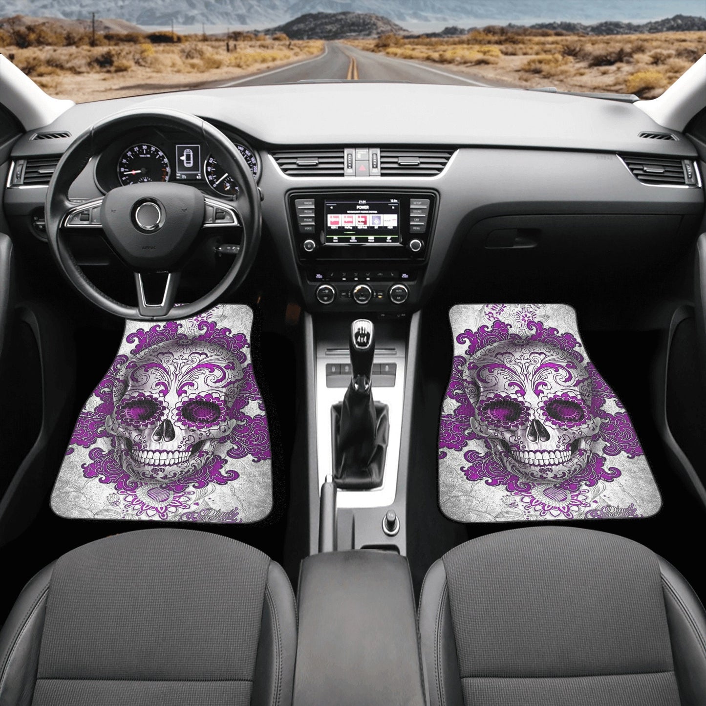 Candy skull seat cover for car, Day of the dead skull Seat Covers mat for car, skull seat cover rug mat for car, candy skull car seat covers