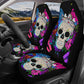 Floral skull seat cover for car, Day of the dead skull Seat Covers mat for car skull seat cover rug mat for car floral skull car seat covers