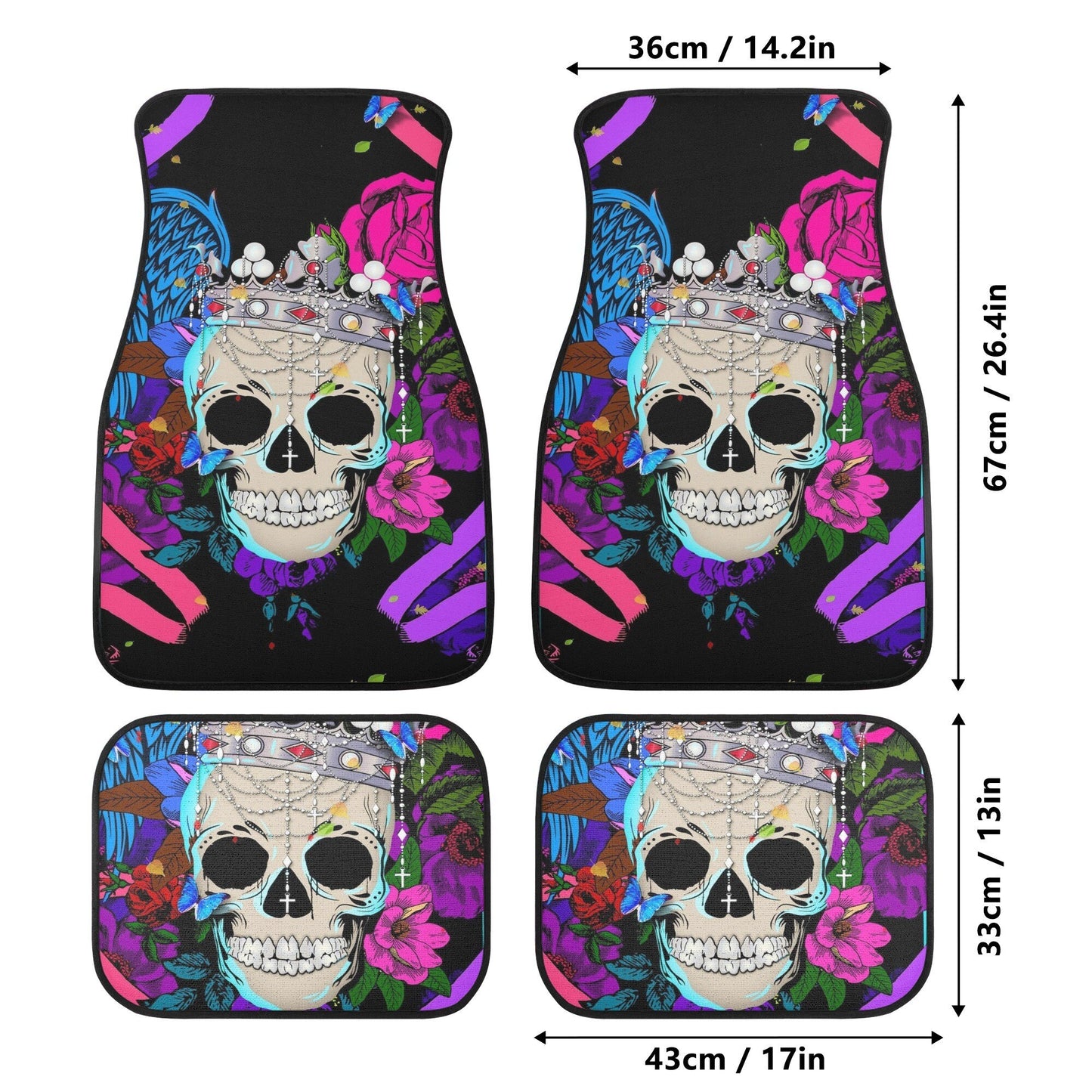 Floral skull seat cover for car, Day of the dead skull Seat Covers mat for car skull seat cover rug mat for car floral skull car seat covers