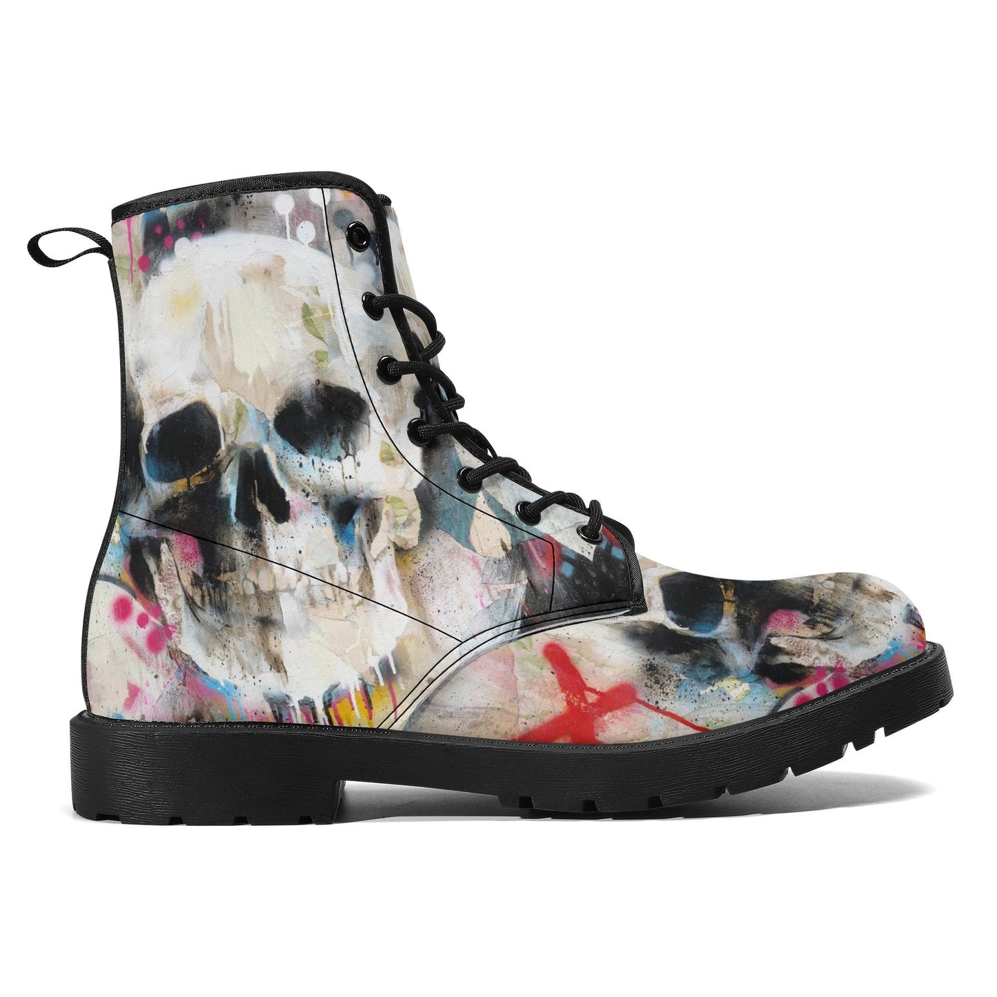 Halloween Goth skull boots, Gothic grim reaper leather boots, Skeleton skull boots, Horror skull punisher leather skull evil boots shoes