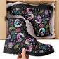 Dia de los muertos skull boots shoes, Mexican skull day of the dead leather boots Sugar Calaveras skull boots men women, Candy skull boots
