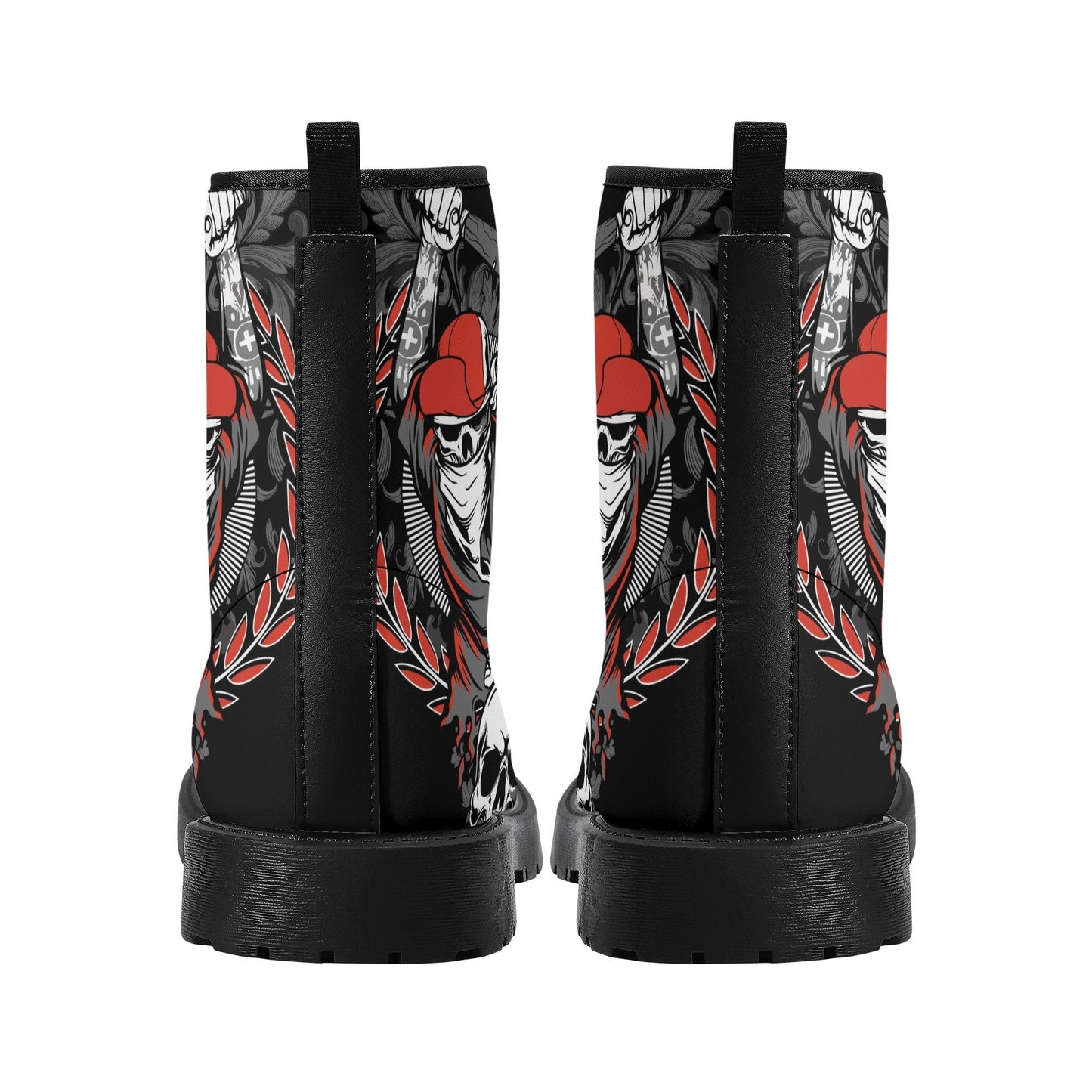 Gothic grim reaper leather boots, Halloween Goth skull boots, Christmas skull boots, Baseball skull punisher leather skull evil boots shoes