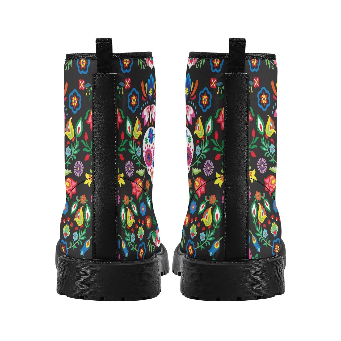 Dia de los muertos skull boots shoes, Mexican skull day of the dead leather boots Sugar Calaveras skull boots men women, Candy skull boots