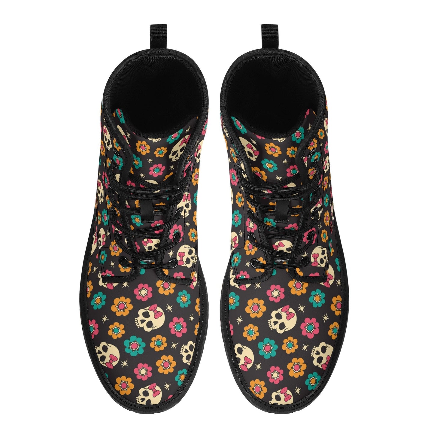 Floral skull Halloween Goth skull boots Gothic skull leather boots Horror punisher leather boots skull boots shoes Grim reaper leather boots