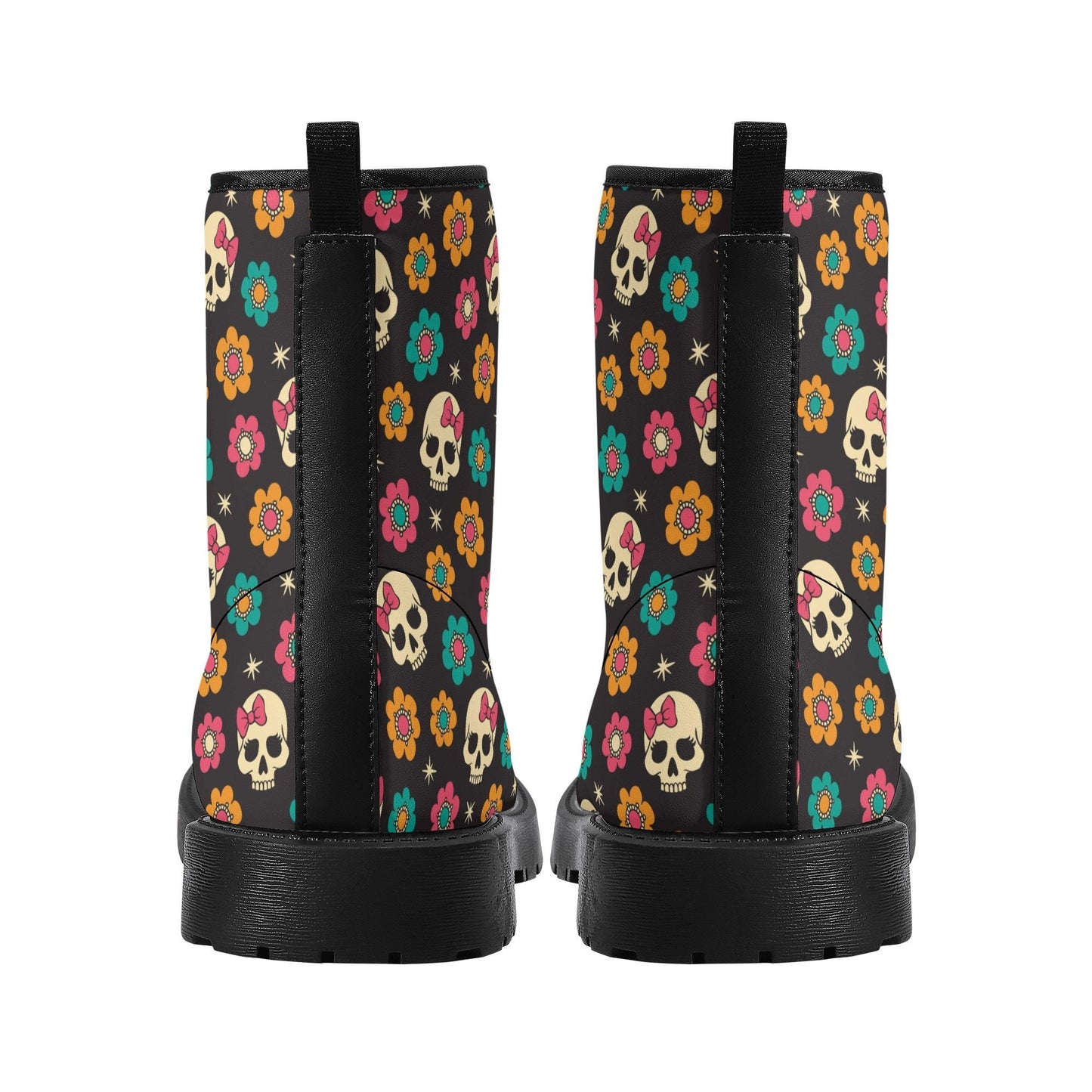 Floral skull Halloween Goth skull boots Gothic skull leather boots Horror punisher leather boots skull boots shoes Grim reaper leather boots