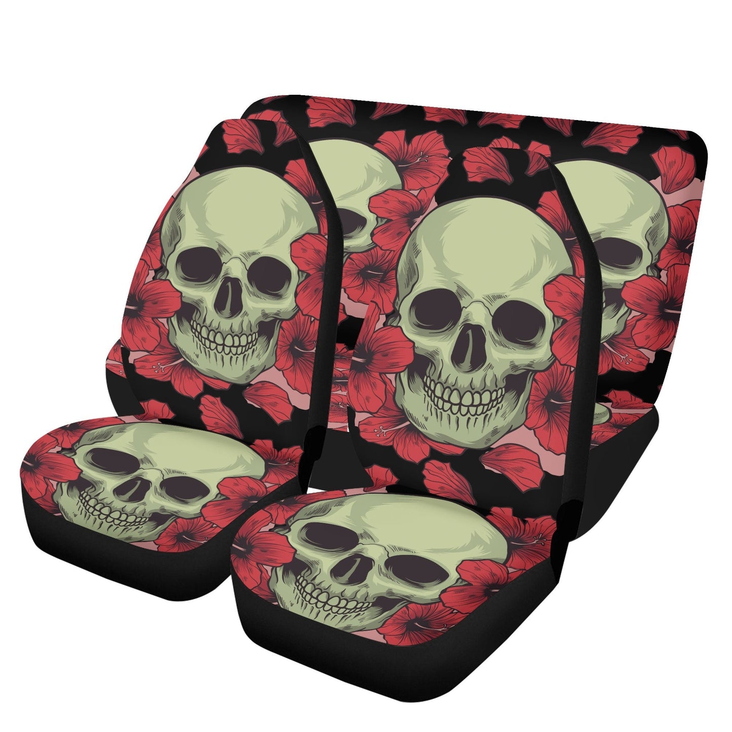 Floral skull seat cover for car, Day of the dead skull Seat Covers mat for car skull seat cover rug mat for car floral skull car seat covers
