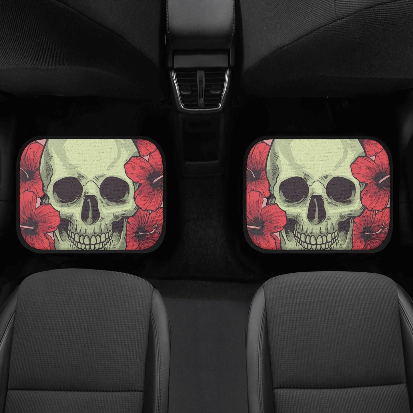 Floral skull seat cover for car, Day of the dead skull Seat Covers mat for car skull seat cover rug mat for car floral skull car seat covers
