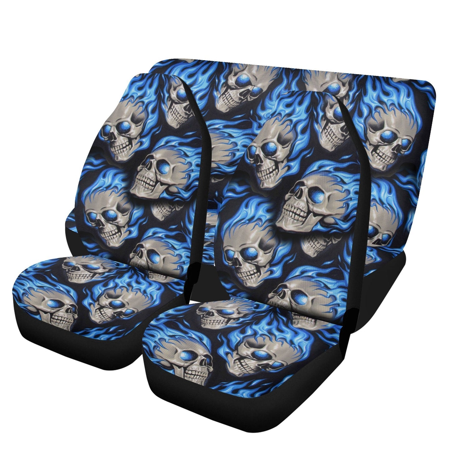 Flaming skull seat cover for car, Day of the dead skull Seat Covers mat for car skull seat cover rug mat for car floral skull car seat cover