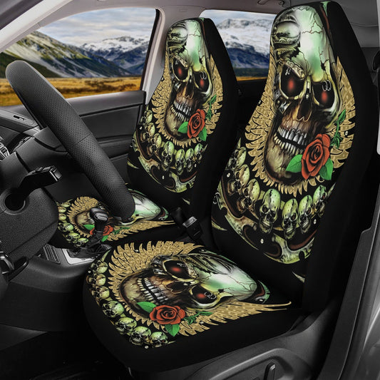 Awesome skull seat cover for car, Day of the dead skull Seat Covers mat for car skull seat cover rug mat for car floral skull car seat cover