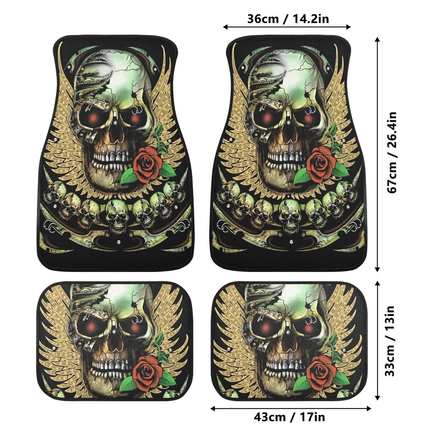 Awesome skull seat cover for car, Day of the dead skull Seat Covers mat for car skull seat cover rug mat for car floral skull car seat cover