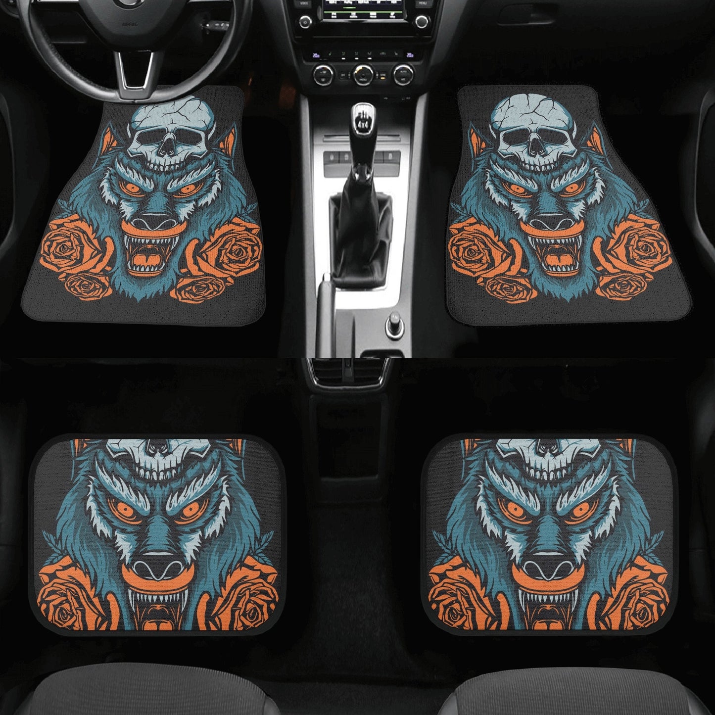 Wolf skull seat cover for car, grim reaper skull Seat Covers mat for car skull seat cover rug mat for car Wolf skeleton skull car seat cover