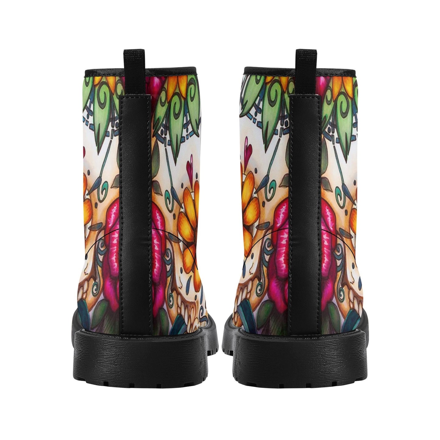 Day of the dead floral leather boots, sugar skull boots for men women, candy skull boots for women men, skull men's boots calaveras boots