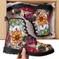 Day of the dead floral leather boots, sugar skull boots for men women, candy skull boots for women men, skull men's boots calaveras boots