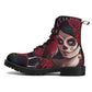 Calaveras mexican skull girl leather boots, sugar skull boots for men women, day of the dead skulls boots for women men, skull girl boots