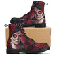 Calaveras mexican skull girl leather boots, sugar skull boots for men women, day of the dead skulls boots for women men, skull girl boots