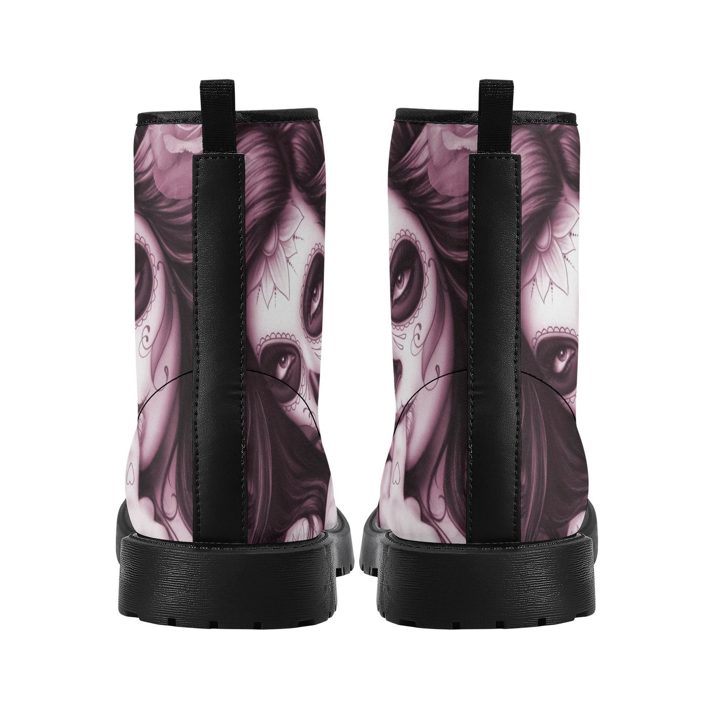 Calaveras mexican skull girl leather boots, sugar skull boots for men women, day of the dead skulls boots for women men, skull girl boots