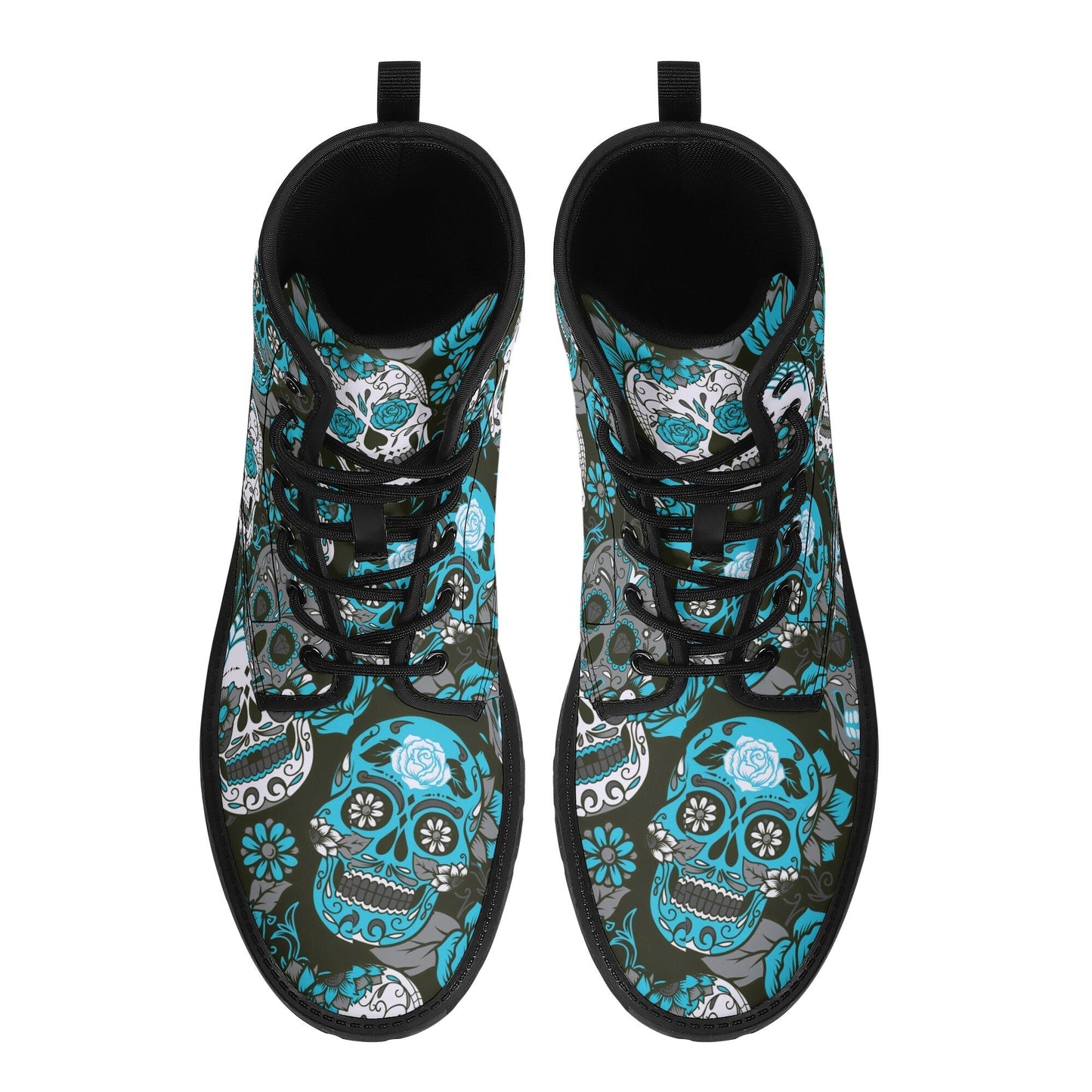Floral candy skull leather boots, sugar skull boots for men women, Calaveras skull boots for women men, skull men's boots gothic women boots