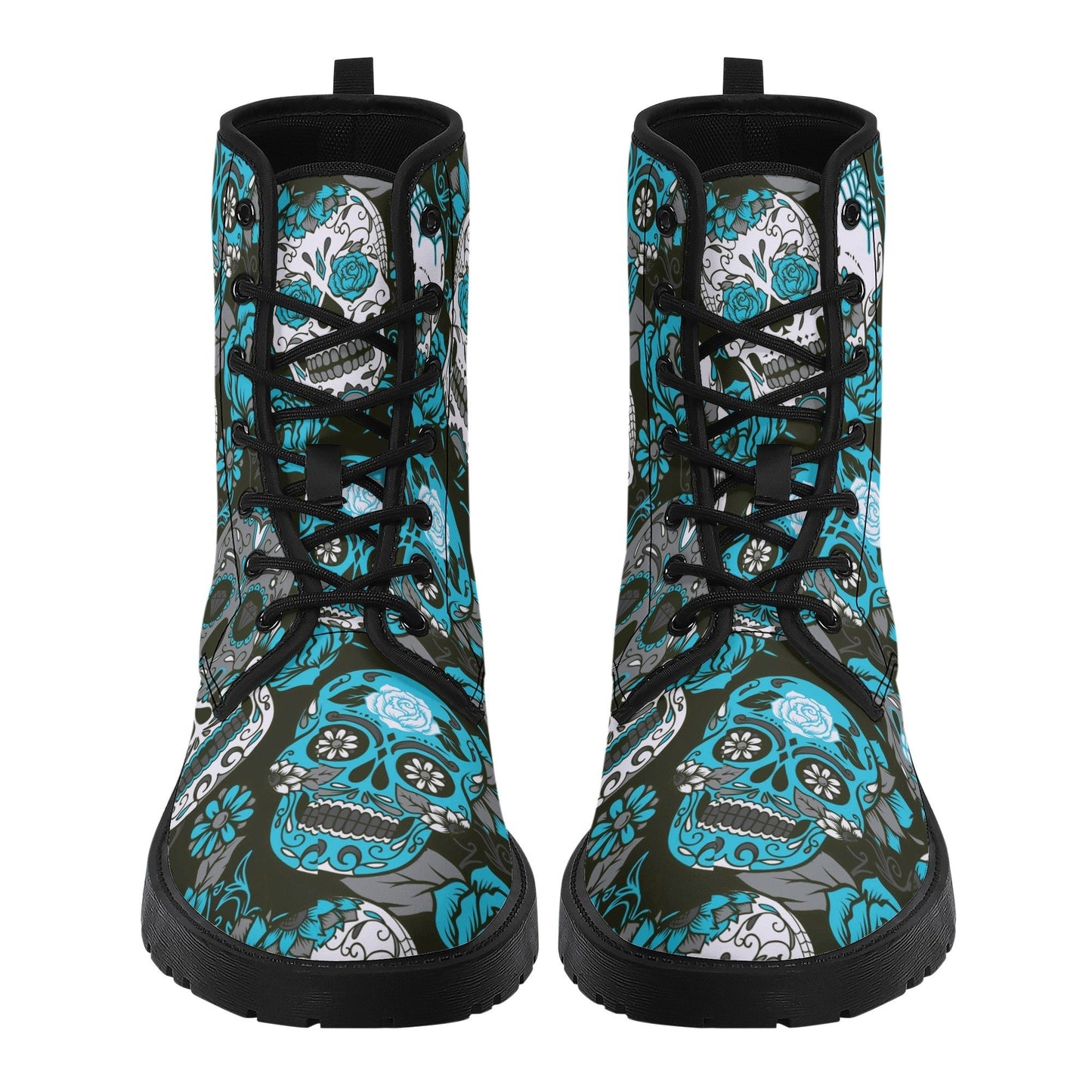 Floral candy skull leather boots, sugar skull boots for men women, Calaveras skull boots for women men, skull men's boots gothic women boots