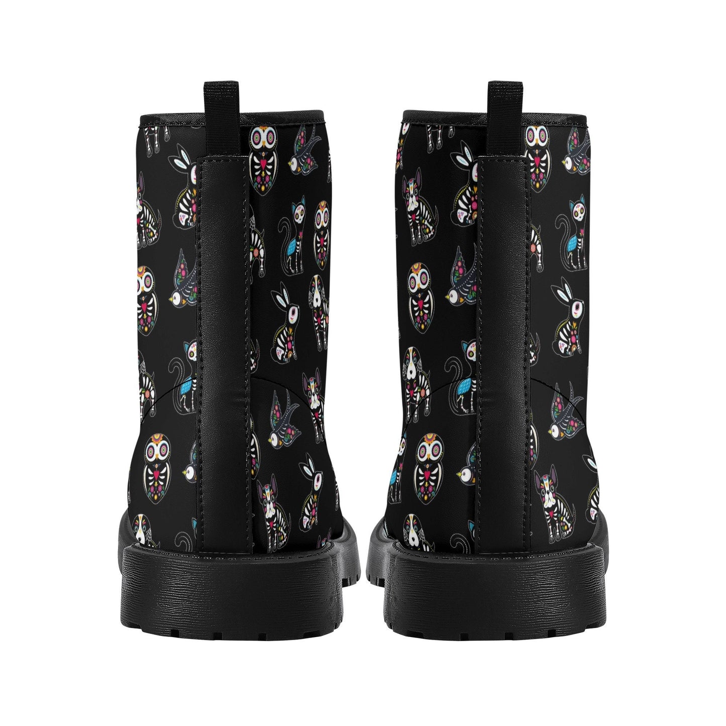Animal candy skull leather boots, sugar skull boots for men women, Sugar skull boots for women men, Mexican skull boots gothic women boots