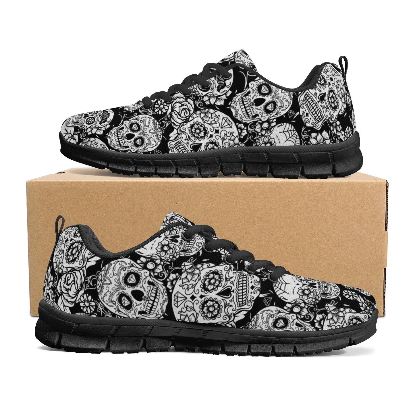 Sugar skull sneakers shoes, Candy skull running shoes, Day of the dead Mexican skull sneaker running shoes, sugar skull gothic running shoes