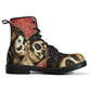 Candy skull girl leather boots, sugar skull boots for men women Cinco de mayo girl boots for women men, skull men's boots gothic women boots