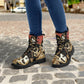 Candy skull girl leather boots, sugar skull boots for men women Cinco de mayo girl boots for women men, skull men's boots gothic women boots