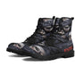 No see no hear no speak skull leather boots, Gothic skull boots for men women, skeleton boots for men gothic skulls leather boots for women