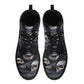 No see no hear no speak skull leather boots, Gothic skull boots for men women, skeleton boots for men gothic skulls leather boots for women