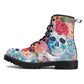 Beautiful floral skull boots for men women, Halloween gothic skull women boots skeleton boots, Rose skulls Halloween leather boots shoes
