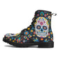 Day of the dead skull boots for men women, Mexican calaveras candy skull women boots skeleton boots, Mexican skulls men leather boots shoes