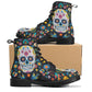 Day of the dead skull boots for men women, Mexican calaveras candy skull women boots skeleton boots, Mexican skulls men leather boots shoes