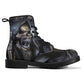 Grim reaper skull boots for men women, Horror punisher skull gothic women boots skeleton boots, Halloween fire skulls leather boots shoes