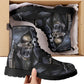 Grim reaper skull boots for men women, Horror punisher skull gothic women boots skeleton boots, Halloween fire skulls leather boots shoes