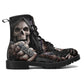Grim reaper BOSS skull boots for men women, Gothic punisher skull women boots skeleton boots, Halloween punisher skulls leather boots shoes