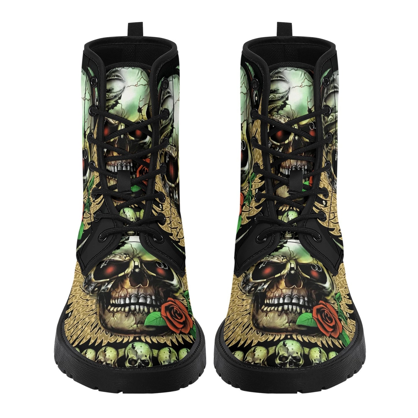 Grim reaper rose skull boots for men women, Gothic punisher skull women boots skeleton boots, Halloween punisher skulls leather boots shoes