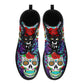 Dia de los muertos skull leather boots, Candy skull boots, Mexico butterfly sugar skull boots for women, skull men boots gothic women boots