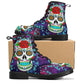 Dia de los muertos skull leather boots, Candy skull boots, Mexico butterfly sugar skull boots for women, skull men boots gothic women boots