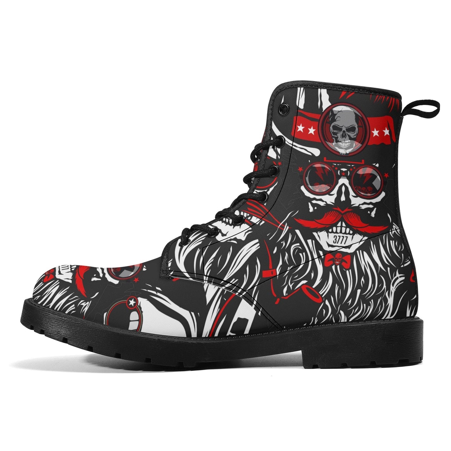 Biker Motorcycle skull leather boots, Gothic skull boots, Halloween skeleton skull boots for women, skull boots for men, gothic women boots