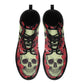 Floral skull leather boots, Halloween skull boots for men Rose skeleton skull boots for women, skull biker boots Grim reaper men women boots