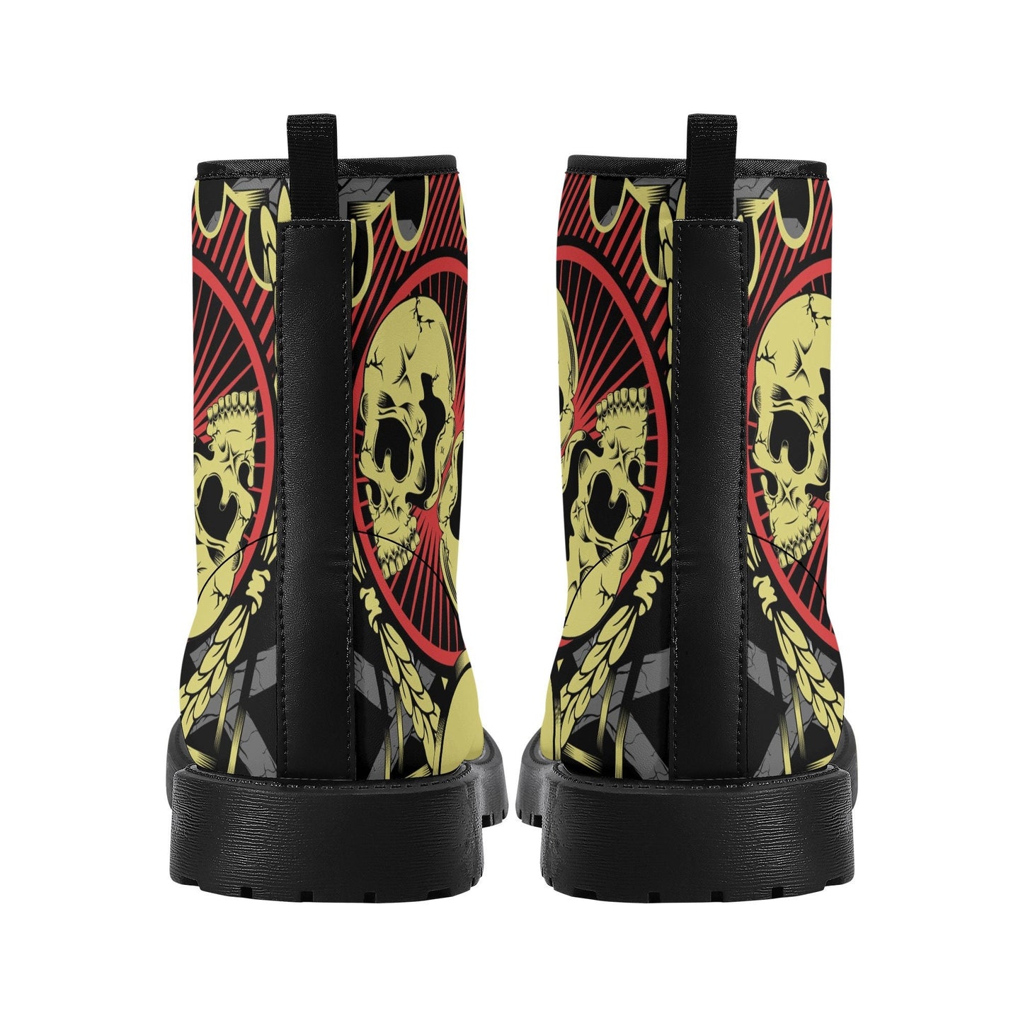 Gothic skull leather boots, Halloween skull boots for men Evil skeleton skull boots for women, skull biker boots Grim reaper men women boots
