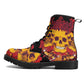 Floral skull leather boots, Halloween skull boots for men, flame skull boots for women, skull floral boots gothic skeleton men women boots