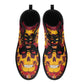 Floral skull leather boots, Halloween skull boots for men, flame skull boots for women, skull floral boots gothic skeleton men women boots